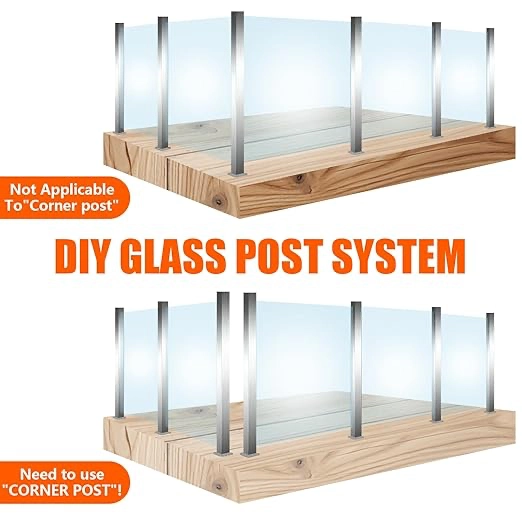 35.43" Glass Railing End Post Silver with Mounting Strip,Deck Stair Privacy Fence Posts with Spigot Slot for Glass/Wood/PVC,T304 Stainless Steel Balustrade Posts for Yard,Balcony - Image 4