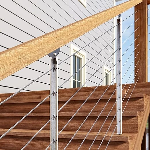 2-Pack Cable Railing Post 36inch Stainless Steel Pre-drilled Intermediate Post/Studdle Pickets for 1/8" Deck Cable Railing, Level Cable Railing Fittings, Sliver - Image 2