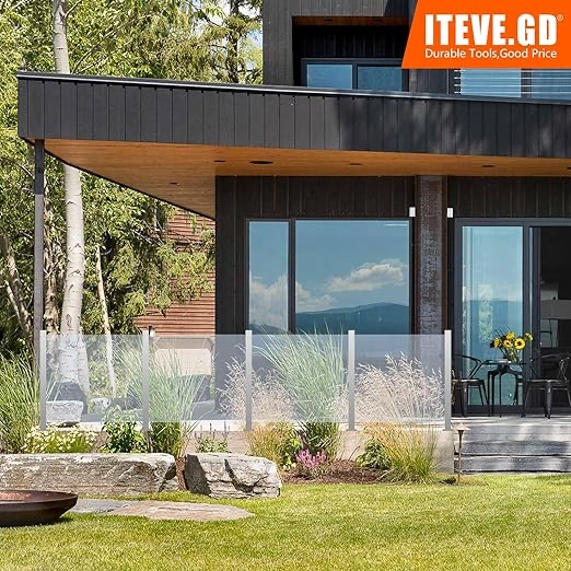 35.43" Glass Railing Corner Silver Post with Mounting Strip,Deck Stair Privacy Fence Posts with Spigot Slot for Glass/Wood/PVC,T304 Stainless Steel Balustrade Posts for Yard,Balcony - Image 7