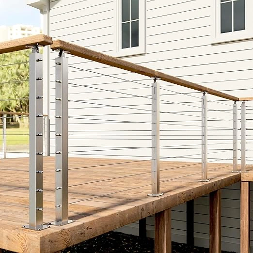 2Pack 36inch Cable Railing Post Stainless Steel Adjustable Angle End Post for 1/8" Deck Cable Railing, Silvery - Image 2