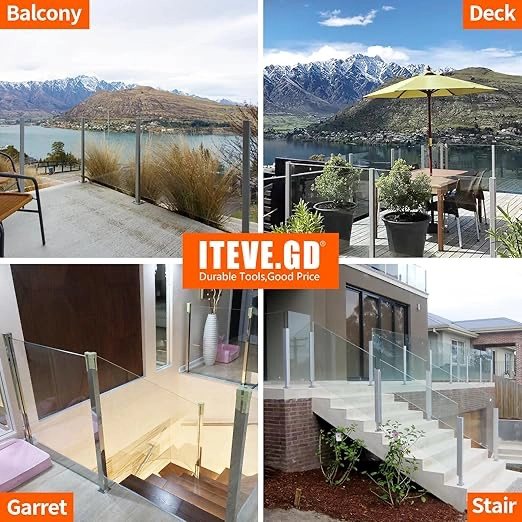 35.43" Glass Railing End Post Silver with Mounting Strip,Deck Stair Privacy Fence Posts with Spigot Slot for Glass/Wood/PVC,T304 Stainless Steel Balustrade Posts for Yard,Balcony - Image 6